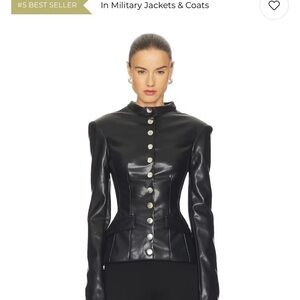 WeWoreWhat Black Leather Military Jacket